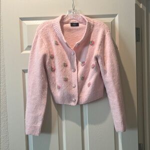 Vici Light Pink Floral Cardigan